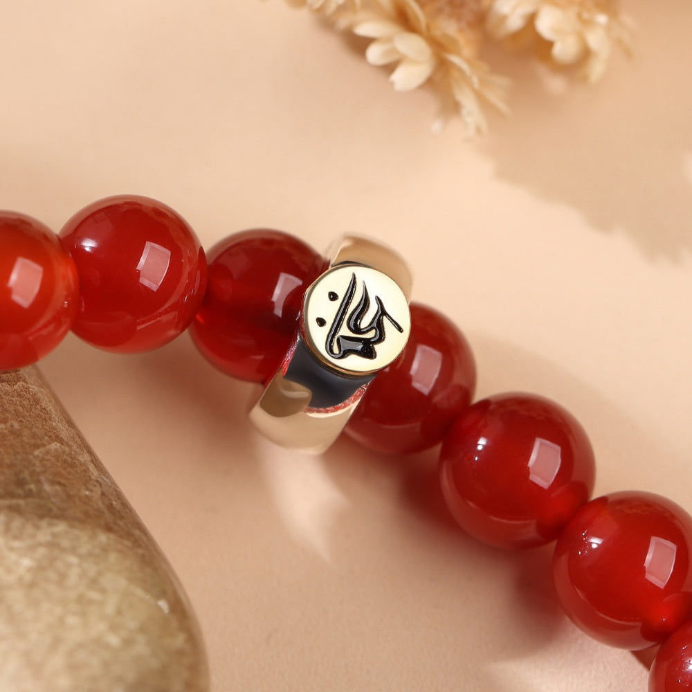 Red Agate Buddhist Guardian Deities Bracelet - Luck & Protection