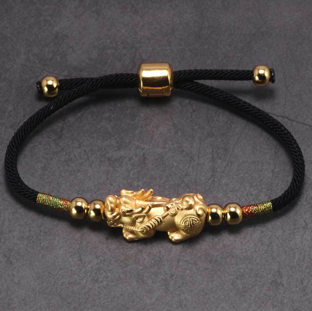 Feng Shui Piyao Wealth Bracelet - Red/Black String