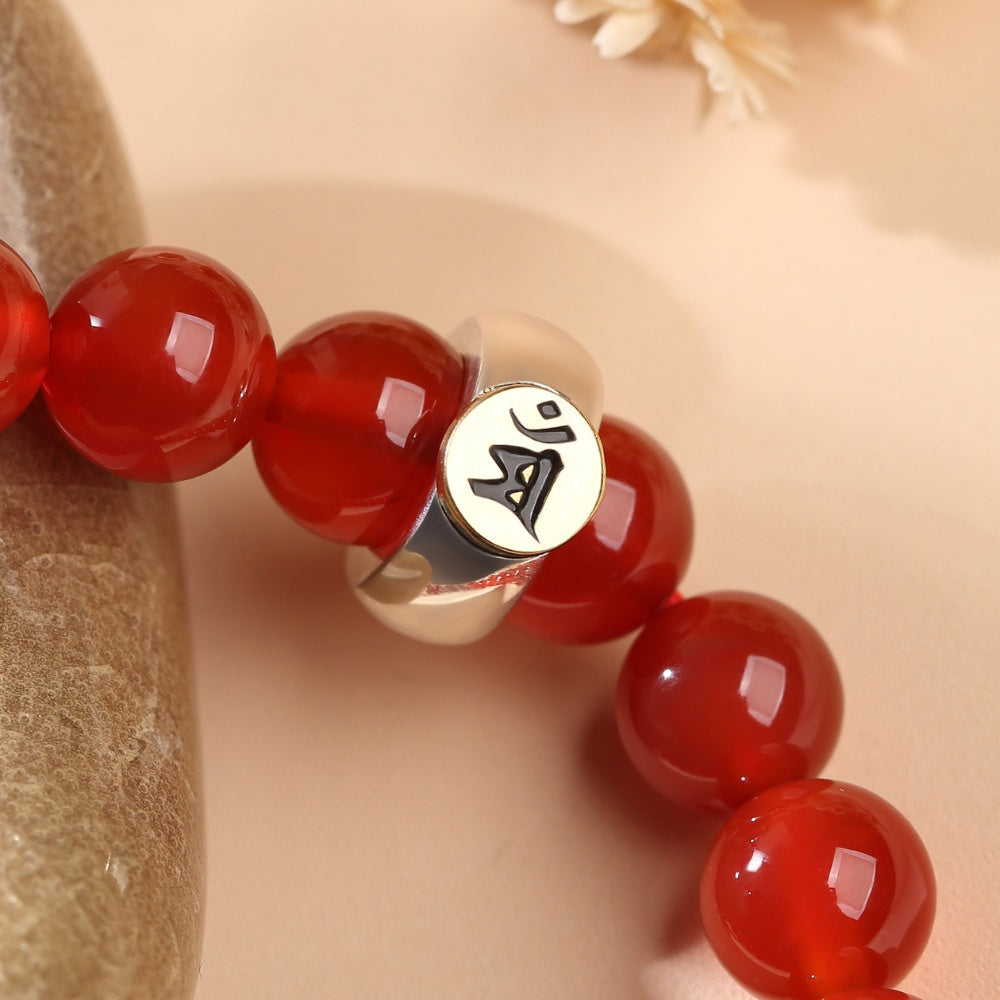 Red Agate Buddhist Guardian Deities Bracelet - Luck & Protection