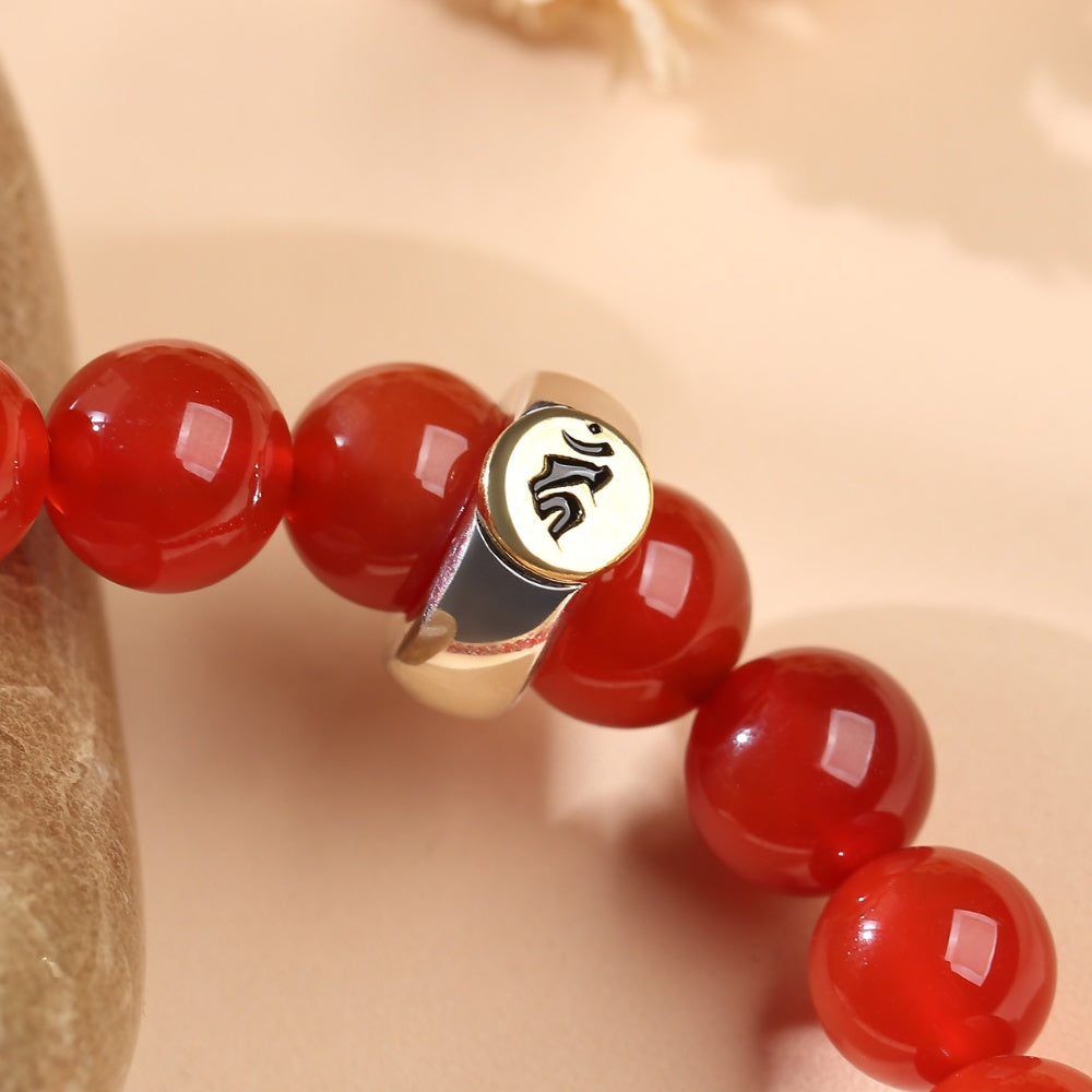 Red Agate Buddhist Guardian Deities Bracelet - Luck & Protection
