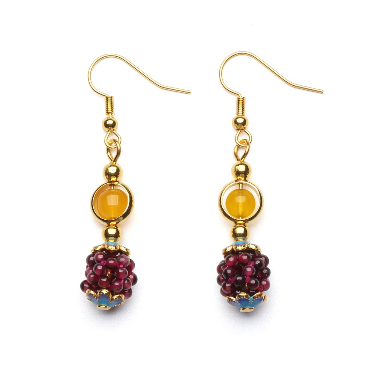 Natural Garnet Chalcedony Bracelet & Earrings Set - Passion, Joy, Beauty