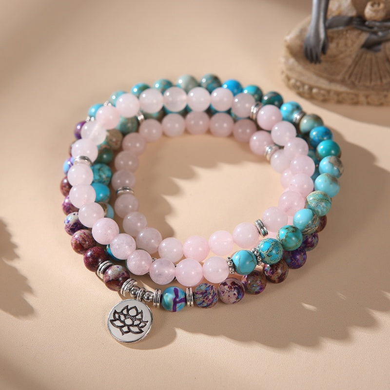 The Lotus of Calm Mala Beads - Peace, Balance, Emotional Healing