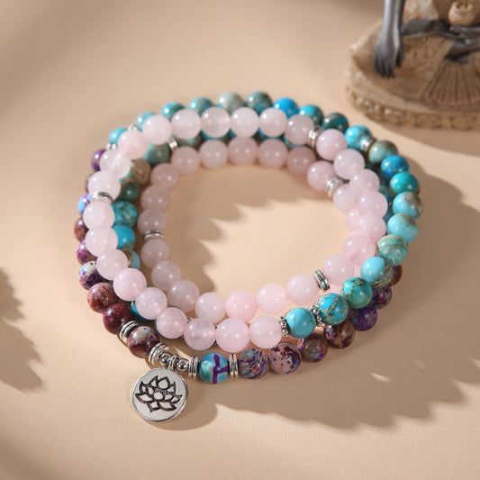 The Lotus of Calm Mala Beads - Peace, Balance, Emotional Healing
